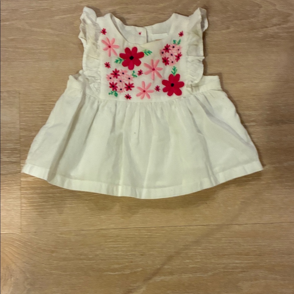 Carter's White Floral Embroidered  Shirt new Without Tags